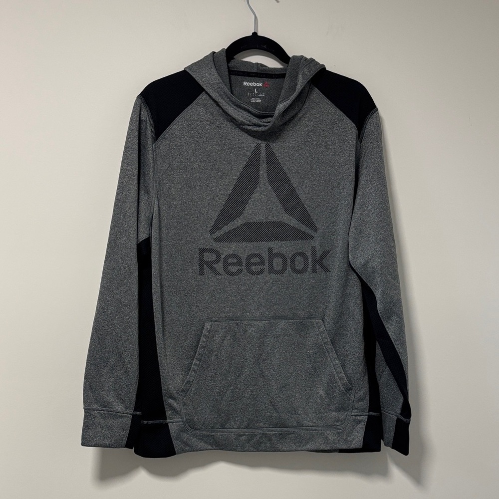 Reebok Men’s Gray and Black Hooded Pullover